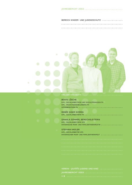 jahresbericht 2003 - Zuger Fachstelle punkto Jugend und Kind