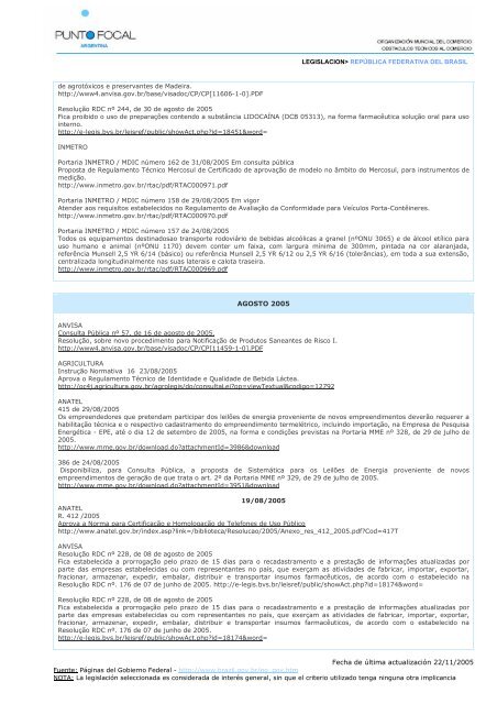 LEGISLACION> REPÃBLICA FEDERATIVA DEL ... - Punto Focal