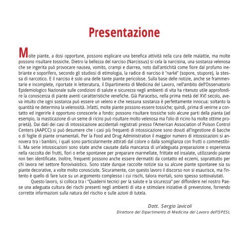 Le piante degli orti e dei giardini: prevenzione del rischio - Ispesl