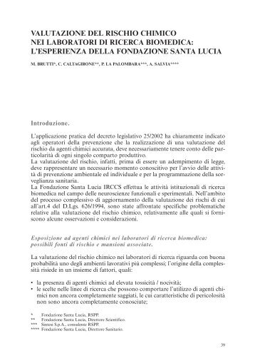 Valutazione del rischio chimico nei laboratori di ... - PuntoSicuro