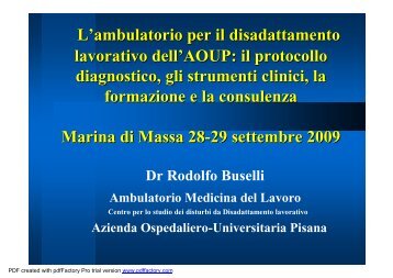 L'ambulatorio per il disadattamento lavorativo dell'AOUP - PuntoSicuro