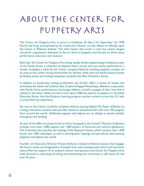 Celebrating 25 years - Center for Puppetry Arts