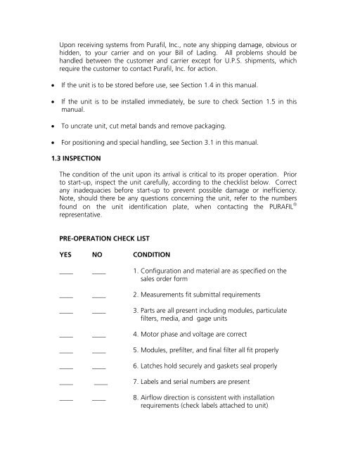 service guide 4corrosive air unit - Purafil