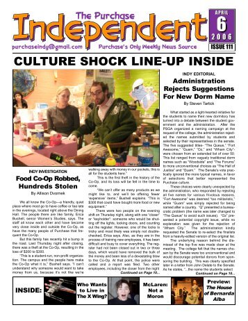 CULTURE SHOCK LINE-UP INSIDE - Purchase College