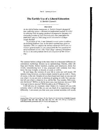 Giamatti - The Earthly Use of a Liberal Education - Purchase College