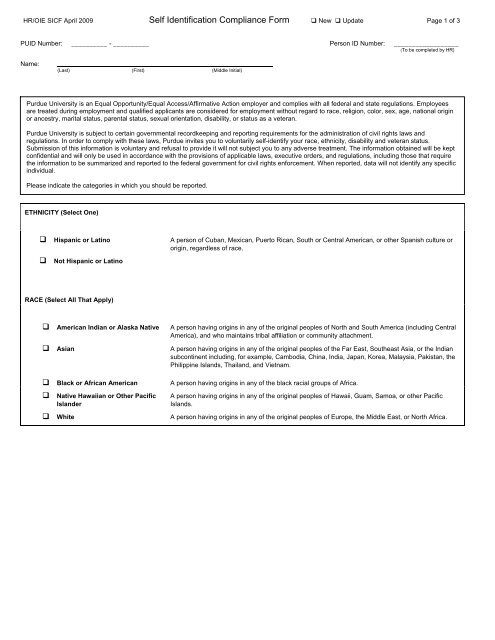 Self-Identification Compliance Form - Purdue University