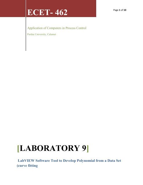 LabVIEW Software Tool to Develop Polynomial from a Data Set