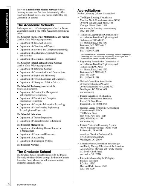 ACADEMIC CATALOG - Purdue University Calumet