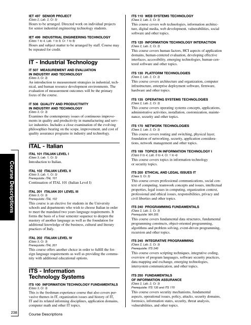 ACADEMIC CATALOG - Purdue University Calumet