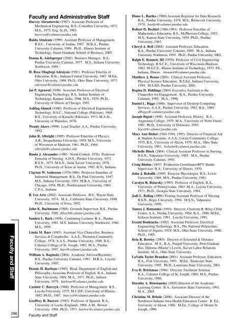 ACADEMIC CATALOG - Purdue University Calumet