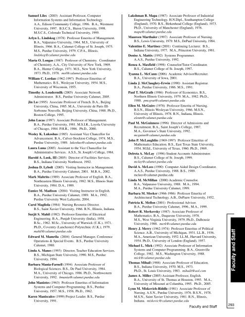 ACADEMIC CATALOG - Purdue University Calumet