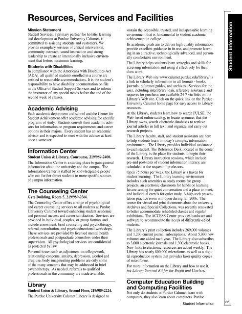 ACADEMIC CATALOG - Purdue University Calumet