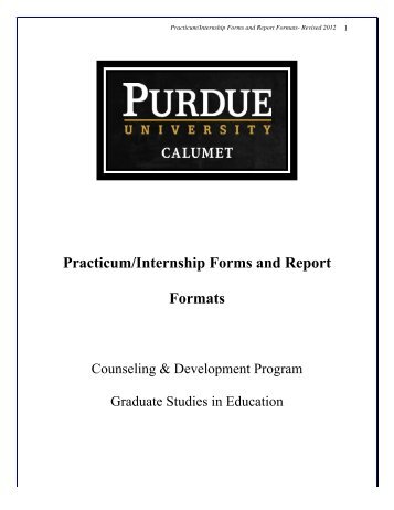 Counseling Practicum & Internship Handbook - Purdue University ...