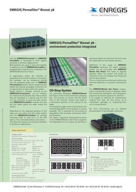 ENREGIS/PermafilterÂ® Biomat 38