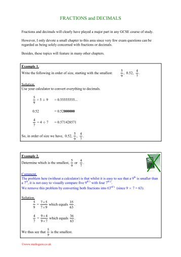 FRACTIONS and DECIMALS