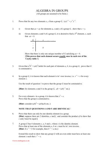 ALGEBRA IN GROUPS