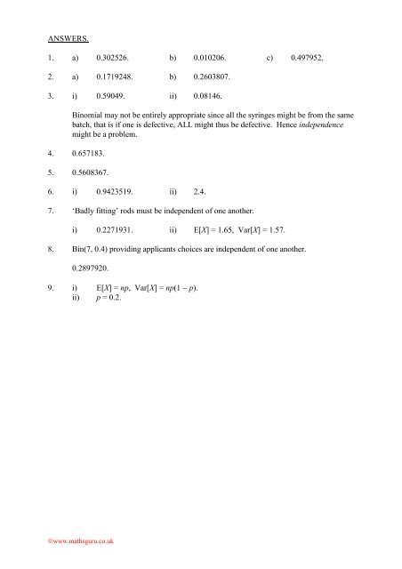 BINOMIAL DISTRIBUTIONS