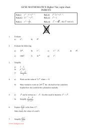 GCSE MATHEMATICS Higher Tier, topic sheet. INDICES