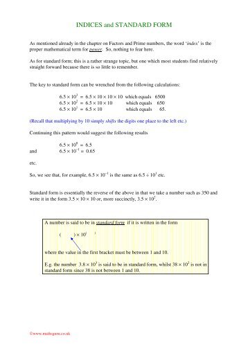 INDICES and STANDARD FORM