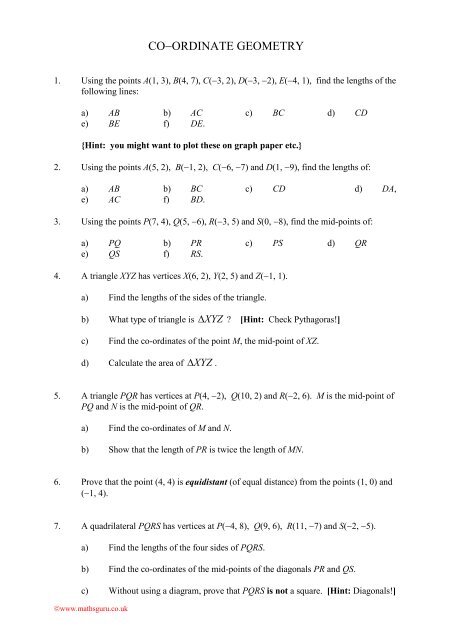 CO-ORDINATE GEOMETRY