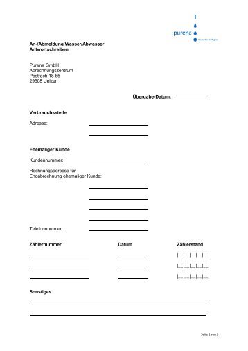 An-/Abmeldung Wasser/Abwasser - Purena GmbH