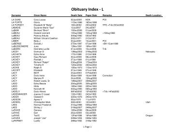 Obituary Index - L