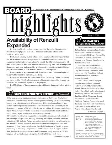Availability of Renzulli Expanded - Putnam City Schools