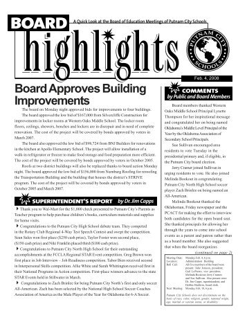 Board Approves Building Improvements - Putnam City Schools