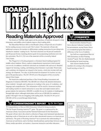 Reading Materials Approved - Putnam City Schools