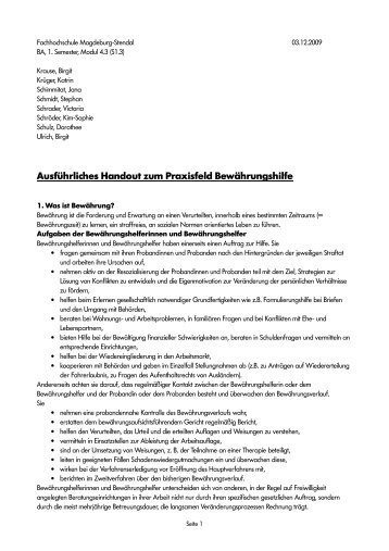 AusfÃ¼hrliches Handout zum Praxisfeld BewÃ¤hrungshilfe - puwendt.de