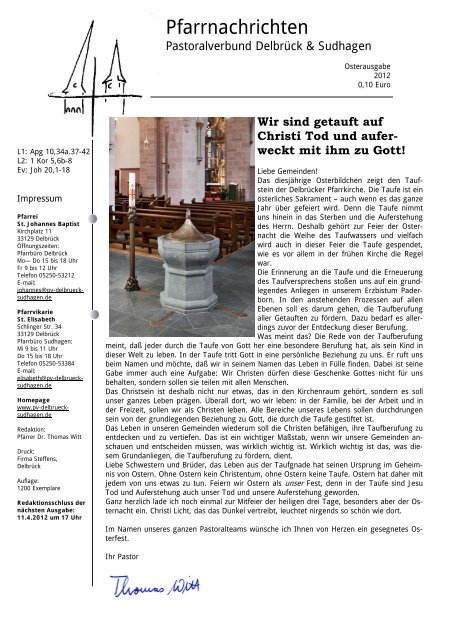 Ostern 2012 Pastoralverbund Delbra Ck Sudhagen