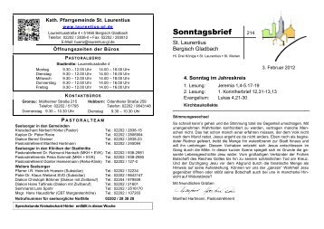 Sonntagsbrief - Katholische Kirchengemeinde St. Laurentius in ...