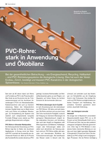 PVC-Rohre: stark in Anwendung und Ökobilanz