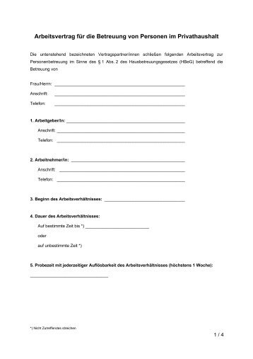 Muster-Arbeitsvertrag fÃ¼r unselbstÃ¤ndige (angestellte) - Vorarlberg