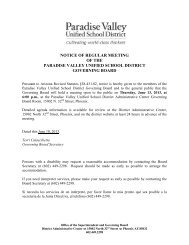 notice of regular meeting of the paradise valley unified school district ...