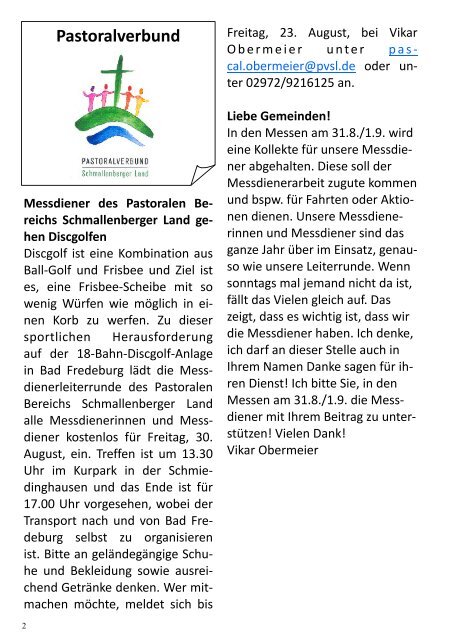 Pfarrnachrichten 17-13 - Pastoralverbund Schmallenberger Land