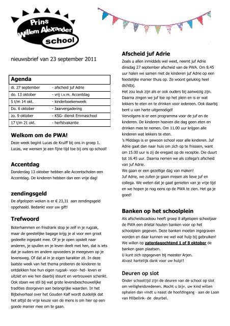 C nieuwsbrief 23 september - Prins Willem Alexanderschool