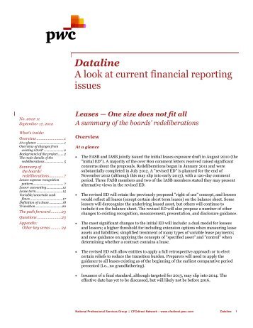 Dataline A look at current financial reporting issues - PwC
