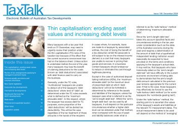 Thin capitalisation: eroding asset values and increasing debt ... - PwC