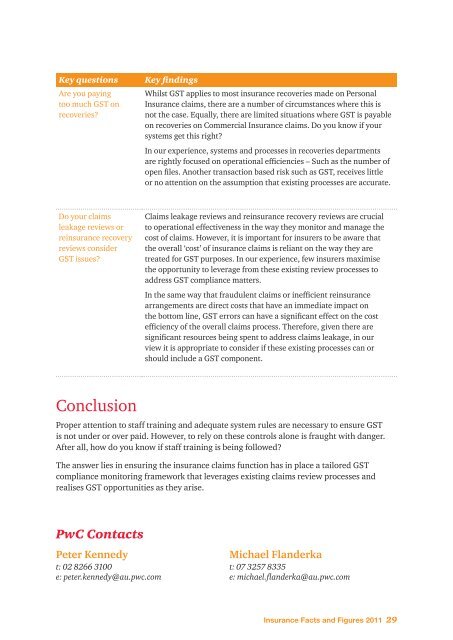 PwC Insurance Facts and Figures 2011 - PricewaterhouseCoopers