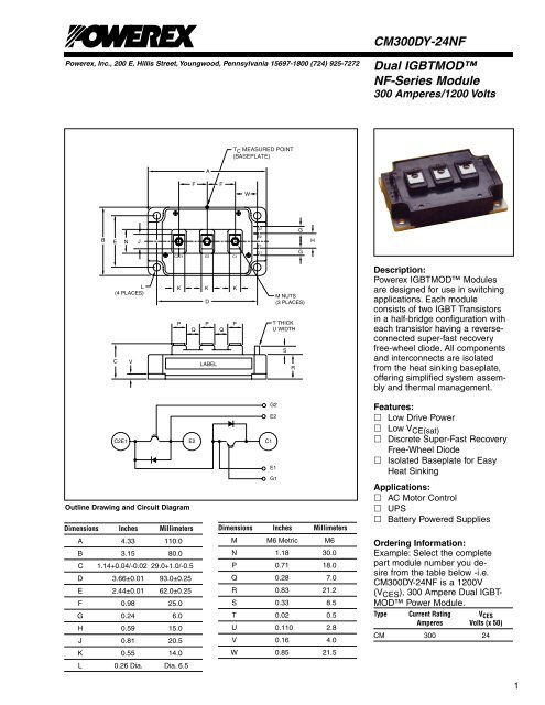 Dual IGBTMODâ¢ NF-Series Module CM300DY-24NF