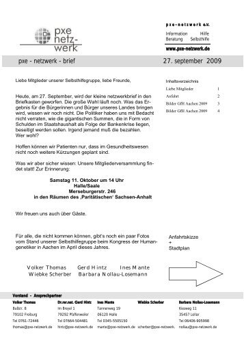 pxe - netzwerk - brief 27. september 2009 - Pxe Netzwerk e.V.