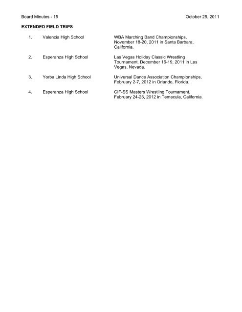 October 25, 2011 Board Minutes - Placentia-Yorba Linda Unified ...