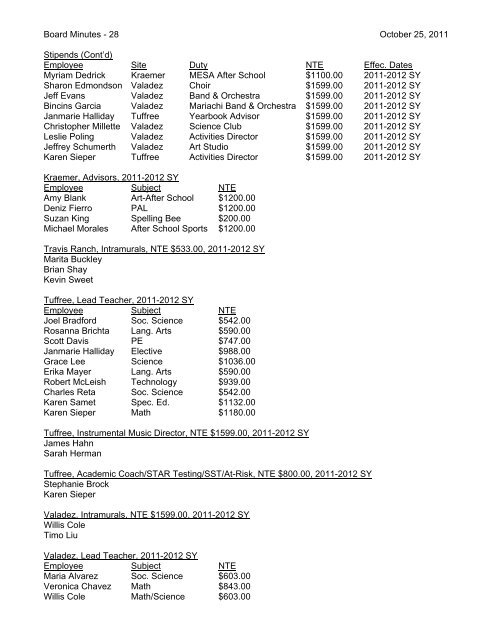 October 25, 2011 Board Minutes - Placentia-Yorba Linda Unified ...