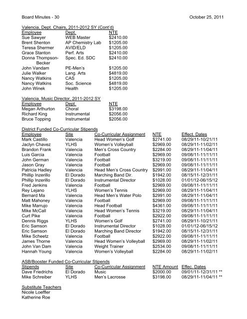 October 25, 2011 Board Minutes - Placentia-Yorba Linda Unified ...