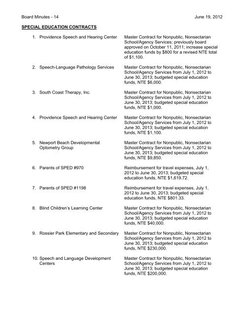 June 19, 2012 Board Minutes - Placentia-Yorba Linda Unified ...