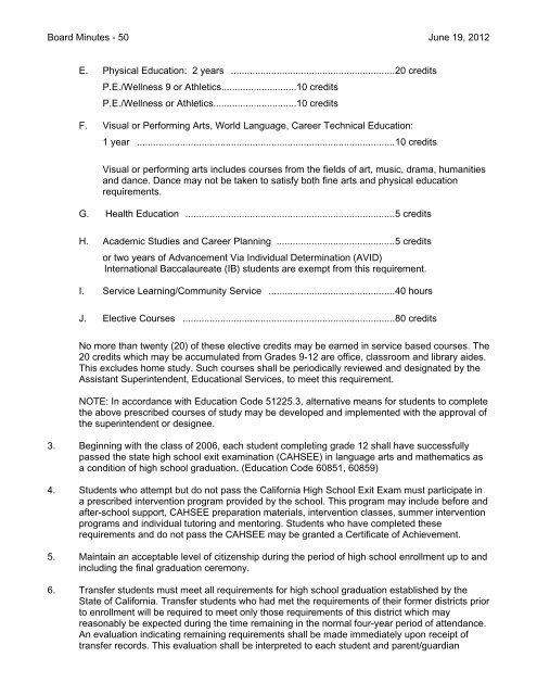 June 19, 2012 Board Minutes - Placentia-Yorba Linda Unified ...