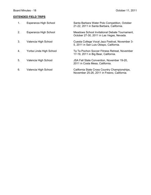 October 11, 2011 Board Minutes - Placentia-Yorba Linda Unified ...