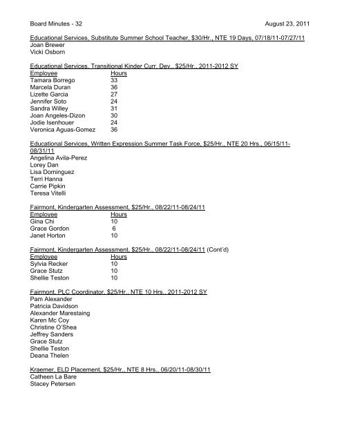 August 23, 2011 Board Minutes - Placentia-Yorba Linda Unified ...