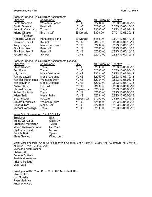 April 16, 2013 Board Minutes - Placentia-Yorba Linda Unified ...